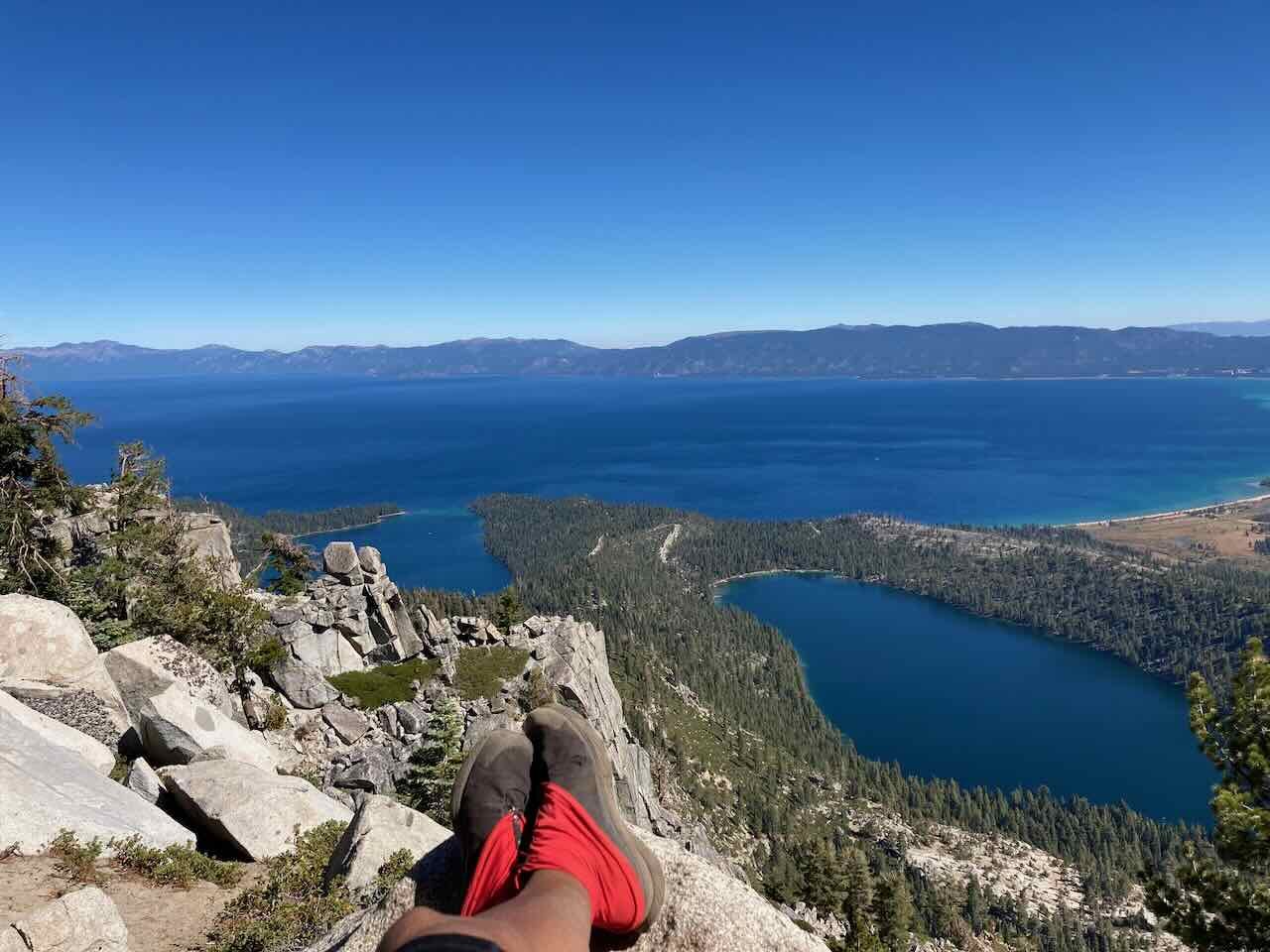 Emerald Bay and Lake Tahoe from a high overlook