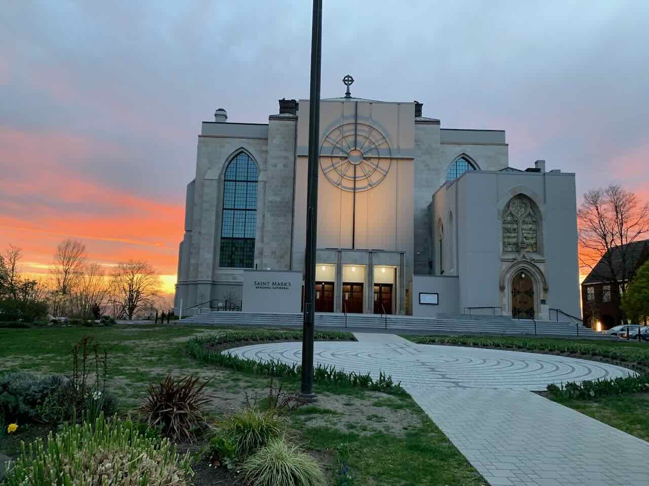 Saint Mark's Cathedral in Seattle at sunset